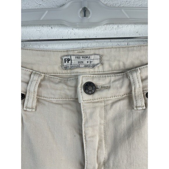 Free People Women's  Ivory Denim Crop  Stretch Bootcut Jeans Size 27 - Picture 2 of 10
